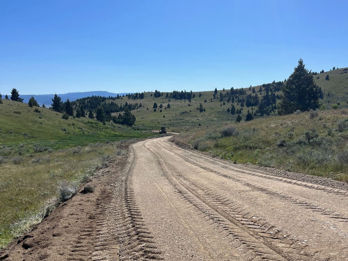Graded gravel road through the hills of Ravalli County, Montana