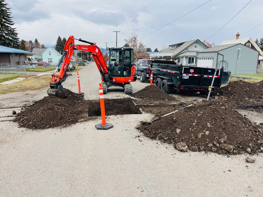 New residential sewer line tie-in to city sewer, Stevensville